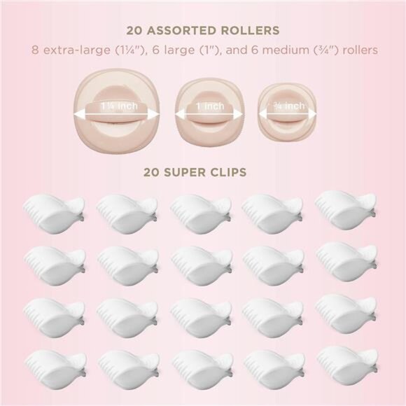 Ceramic Flocked Hot Rollers – 20-Piece Set for Long-Lasting Voluminous Curls - Picture 4 of 7